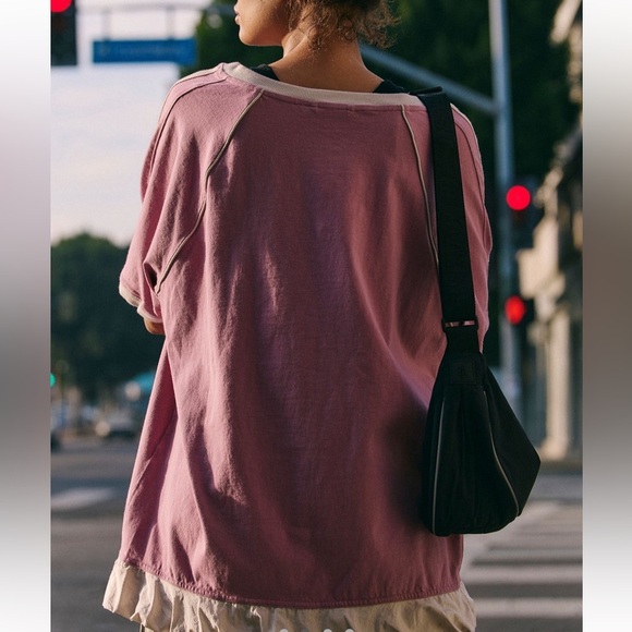 #71 NWOT Free People Baseline Solid Tee in Vanilla Fig - Picture 2 of 9